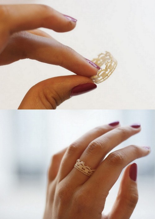 DIY Easy Lace Ring Tutorial from Morning By FoleyThe English translation is near the bottom of the p