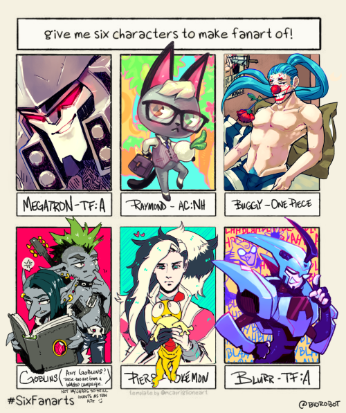 I did the six fan arts exercise over on twitter 