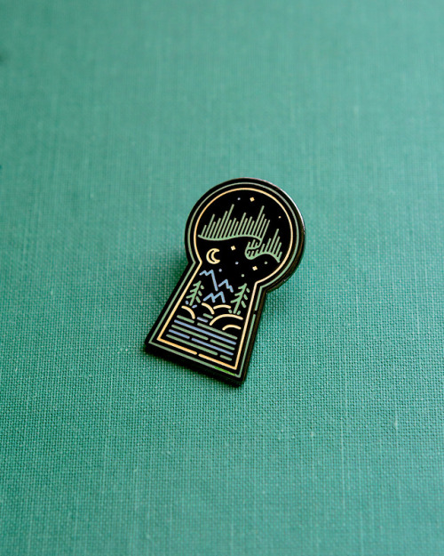 New in my shop: Aurora Borealis Keyhole enamel pins