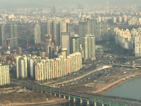 Seoul, South Korea from atop the Hanwha 63 Square in Yeouido