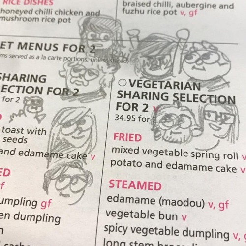 Out with the gang. DanTan drew us all on our dim sum menu  can you guess who’s with me?