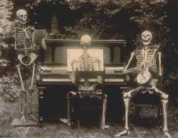 im-gonna-miss-this-place:Three skeletons at a piano, 1893 (from the National Archives, UK)  @trashfirefallon 