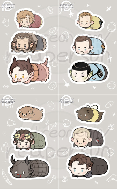 Support me on Patreon! => Reapersun@PatreonHere are all the fake TsumTsums I drew for sticker sheets :33 Some people asked for Marvel or Star Trek WARS ones at the con last week but I pointed out that those actually exist haha….