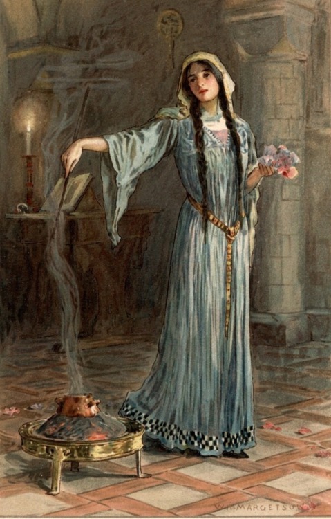aconissa:The Magic Circle (1886) by John William Waterhouse / Morgan le Fay (1914) by William Henry 