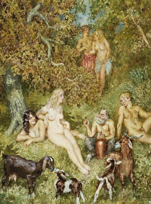 greedylittlepig:&ldquo;afternoon bathers&rdquo;norman lindsay