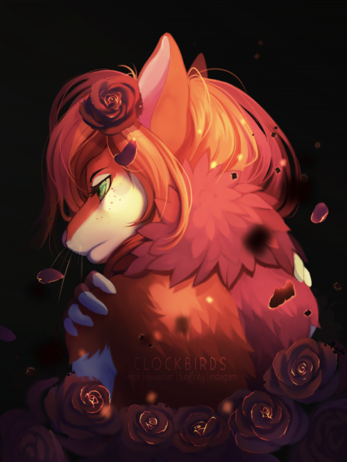 clockbirds: lilith. headshot w/ complex background commission for azria on fa of their lovely oc, li