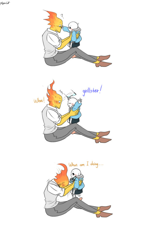 mooncatyao:  [name] Grillby & little Sans <First part>  (Previous)/(NEXT)