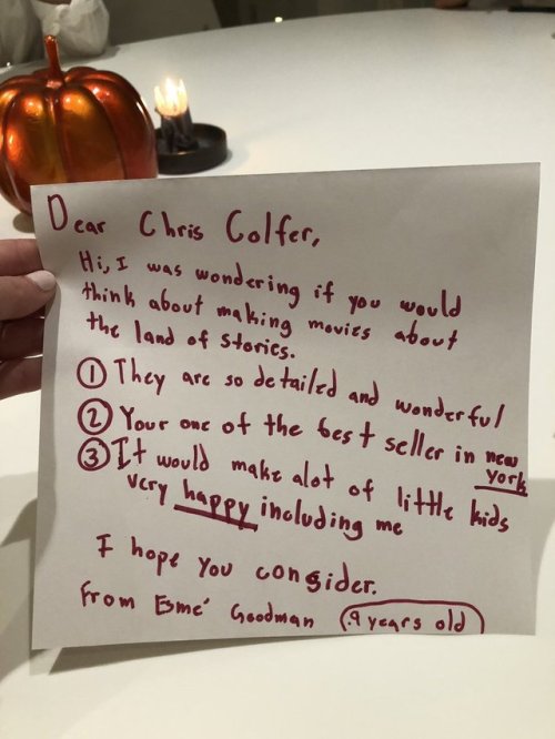 chriscolfernews: @chriscolfer Dear Esme, I agree! We are working on the first movie now with @2