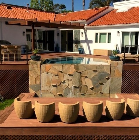 Orange County PergolasInspiration For A Huge Modern Backyard Water Fountain Deck Remodel With A Pergola