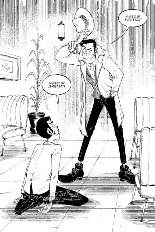 jeypawlik:A redraw from the classic panel from the Lupin manga (tokyopop translation) which was a wi