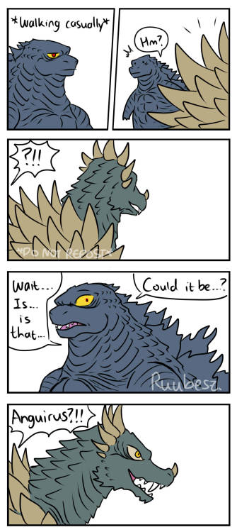 ruubesz-draws:Finally! Anguirus joins the team! But he’s not what he seems…And guess wh