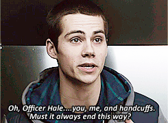  Teen Wolf AU: In which Derek Hale is a cop who keeps arresting Stiles.  It’s not