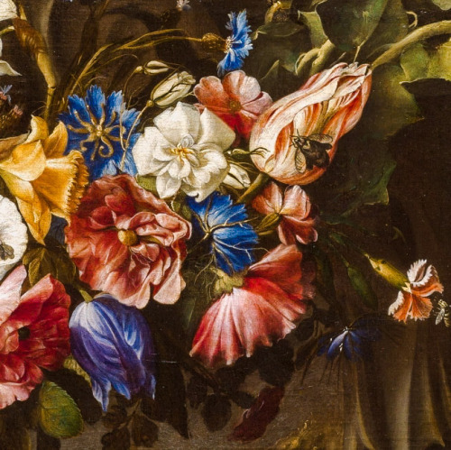 Garland of Flowers with a Landscape (detail), c. 1652. Juan de Arellano