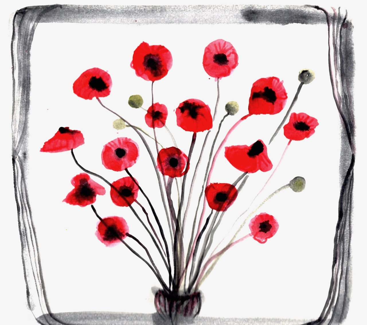 Yukiko Moriyama Drawing Diary Red Poppy 赤いポピー