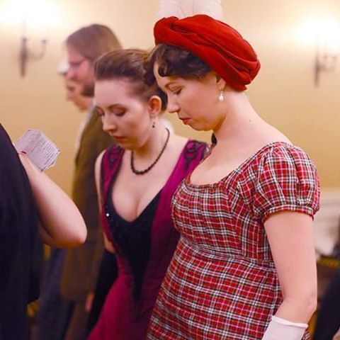 Dancing with a friend during Saturday’s #ball in Cracow. Wearing the @pennydreadful evening go