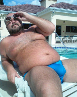 seanzlkn4adad:  thechubbyn:  Sexy guy  I Love a Fat Man who’s balding, has around belly out on display, and wears a nice bikini with a good bulge showing!