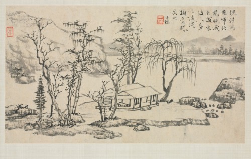 Landscape Album in Various Styles: Landscape after Ni Zan, Zha Shibiao, 1684, Cleveland Museum of Ar