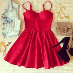 sassitudedotca:Red Bustier Dress