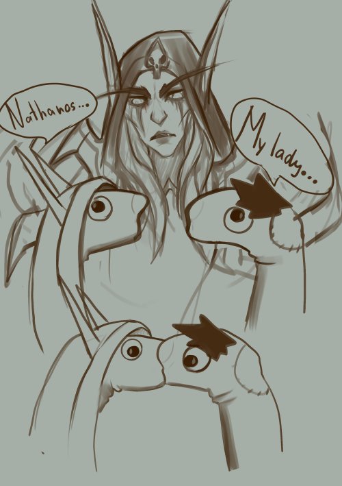 blight-of-my-life:If Sylvanas had used sock puppets to tell her life story to Anduin, by ienyet