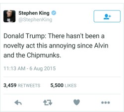 a-tribe-called-tress:  Stephen King with the shits.