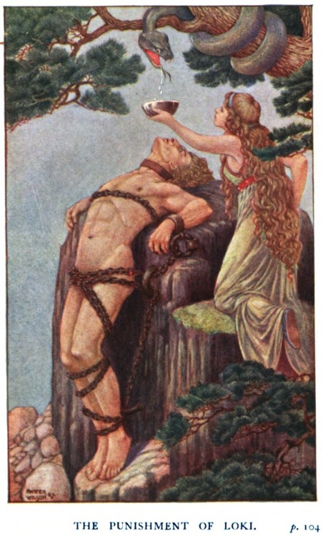 Patten Wilson (1869-1934), ‘Punishment of Loki’, from “One for Wod and One for Lok