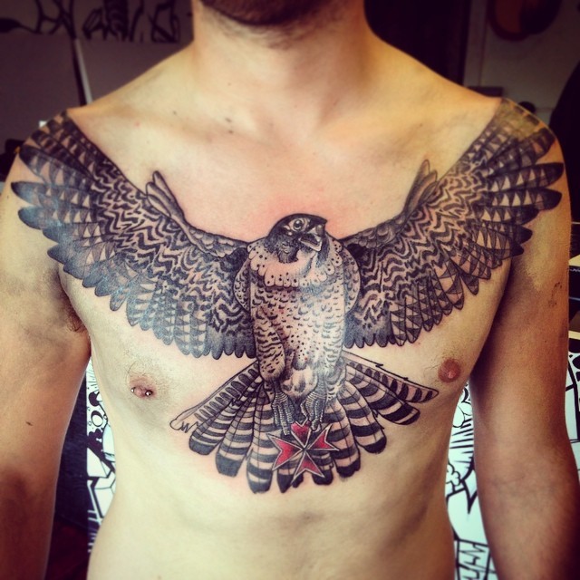 Peter Lagergren tattoo on Tumblr: Falcon vs snake on Josh today!