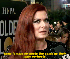 ruinedchildhood: “We want diversity, we want intersectional gender parity, we want equal pay.”Debra Messing drags E! while being interviewed on E!