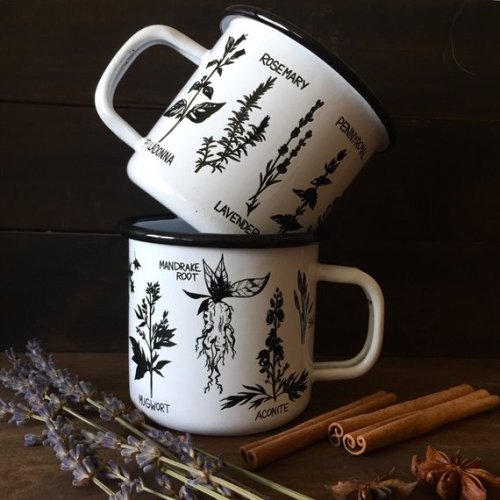 Witch&rsquo;s Herbs enamel mug by TheCreepingMoon