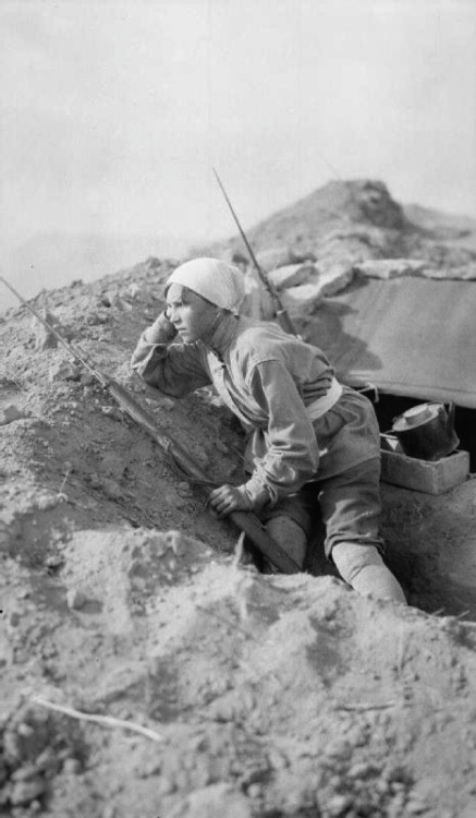 post-historic-blog: An Armenian girl 'soldat' in a front line trench during the Western interventi