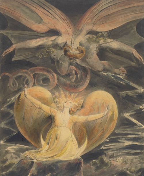 magictransistor:William Blake. The Great Red Dragon and the Woman Clothed with the Sun. 1805.