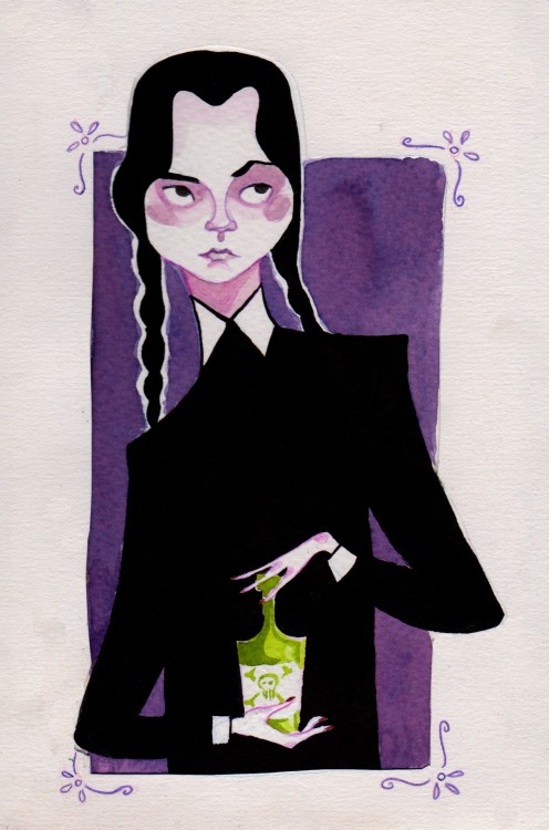 “Boys?”“Homicide.”Wednesday Addams, watercolor and black ink.