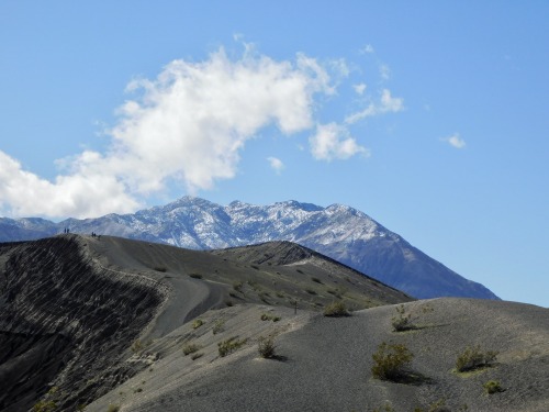 Edge of Ubehebe Crater With Snow Dusted Mountains in the Distance, Death Valley National Park, Calif