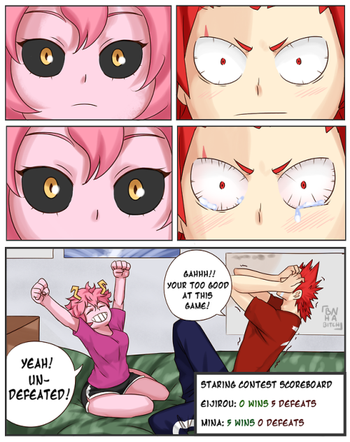 bnha-bitch:  I have a headcanon that Ashido is literally the best at staring contests hands down,The only one who can beat her is Tsu