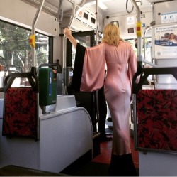 mrs-carolaird: Cate Blanchett takes the bus to avoid wrinkling her dress. That’s commitment to fashion.