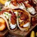 food-is-life:Pancake Tacos with Caramelized Peaches &amp; Pancetta 🍯🍑 |