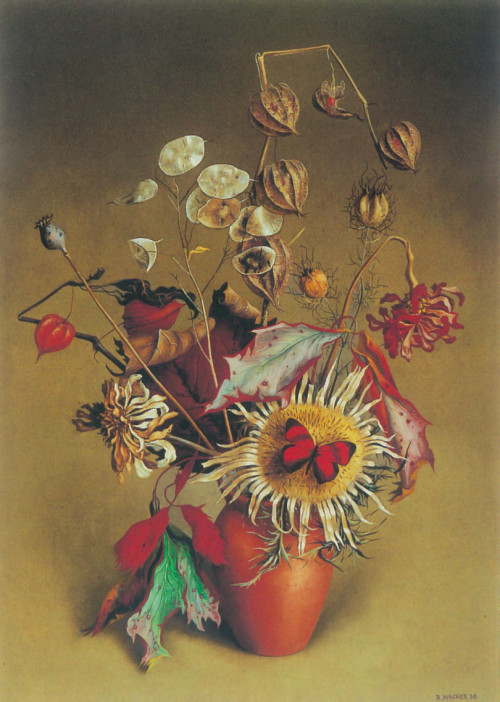 amare-habeo:Rudolf Wacker (Austrian, 1893-1939)Autumn bouquet with red butterfly (Herbststrauß