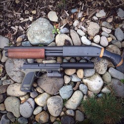 roadxzombie:  cerebralzero:  dirty-gunz:  roadxzombie:  gunsdaily:  @mike498 Remington 870 Witness Protection AOW, HK USP45 w/ Gemtech Blackside  How is that an aow? Its sexy as fuck and i need it  yes and same  When shotguns are made with short barrels