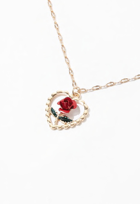 peachblushparlour:Rose Heart Pendant Necklace