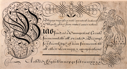 Calligraphy from England’s Pen-Man or Cocker’s New Copy BookFinely executed 17th century