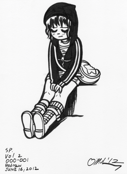 radiomaru:  i see the rainy pic go around tumblr a lot. Here’s inks for the redrawn Ramona from last year! 
