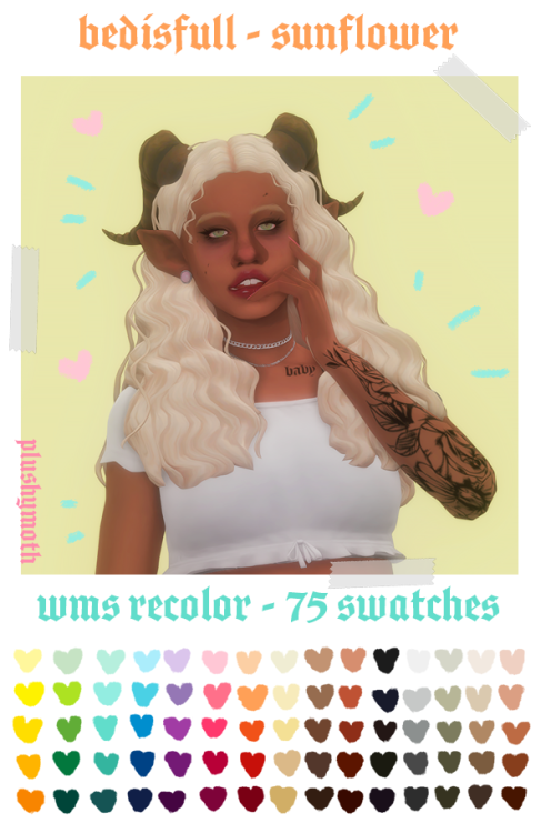♡  bedisfull’s sunflower hair (wms) ♡base game compatiblecomes in the wms unnatural, natural, and ne