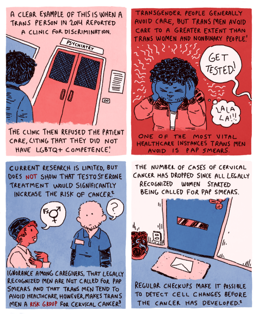Comic about trans men in the health care system I made for magazine Ottar last autumn! Please note t