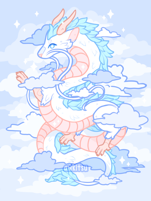 awkitsu:dragon haku in the clouds ☁️✨✨  shop ★ twitter ★ instagram ✨