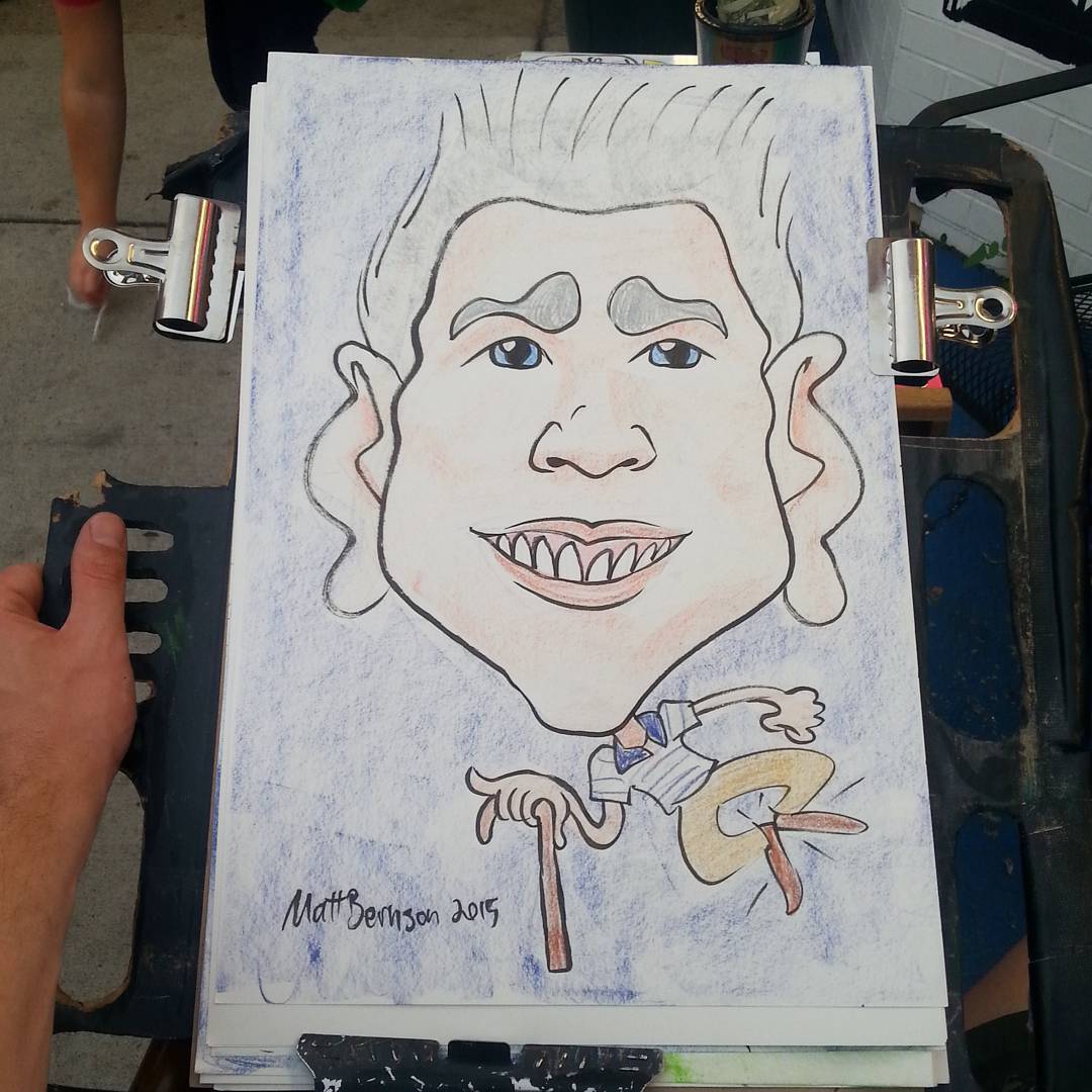 Drawing caricatures at Dairy Delight. Come by, get ice cream, get drawn. #mattbernson