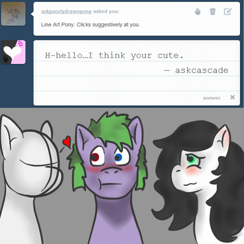 unhinged-pony:  Looks like someone is getting a little jealous perhaps?  Aww X3