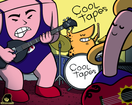 atomictiki:  thecittiverse:  “Cool Tapes are cool and we like it like that!”Marzipan, Strong Mad, and The Cheat’s band from the Homestar Runner cartoon “Cool Things.”Want more Homestar Runner bands? Check out my Brainkrieg piece from earlier