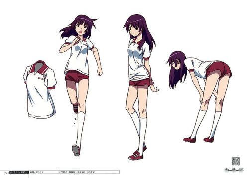 artbooksnat:  Character designs and costumes for Hitagi Senjougahara in Bakemonogatari (化物語) illustrated by Akio Watanabe.