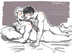 deheerkonijn:  An anon asked me if I’ve ever drawn Merlin topping, and my answer is — not explicitly! So here you go. :) 