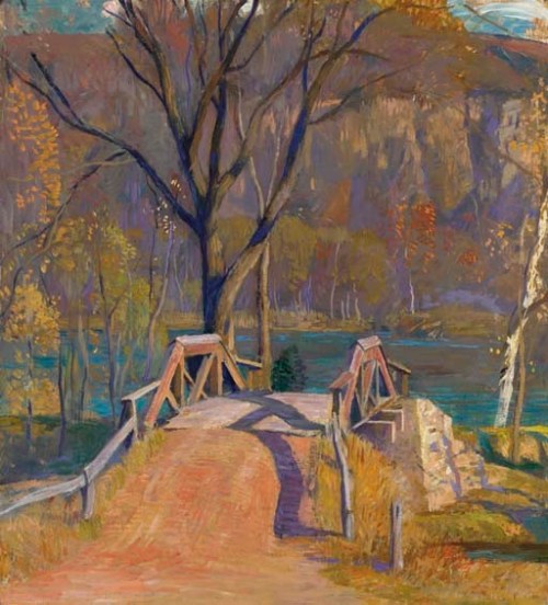 urgetocreate:Daniel Garber, Canal Bridge, Smithtown, oil on canvas, 1940