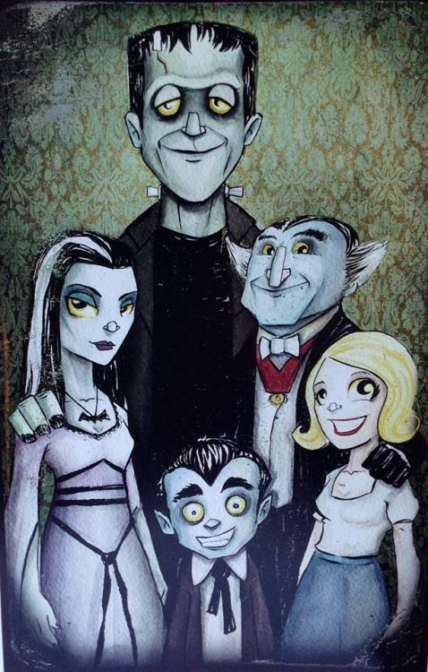 gothiccharmschool:xombiedirge:The Addams & The Munsters by Christopher Uminga / Blog / Tumbl